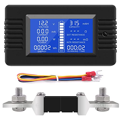 YOJOCK DC Batterie Monitor Power Meter Amperemeter Digitale DC 0-200V Shunt 300A Multimeter, Messgerät Voltmeter Kapazität Tester Leistungsmesser Spannung Strom für Batterie Autos RV Solar System YOJOCK DC Batterie Monitor Power Meter Amperemeter Digitale DC 0-200V Shunt 300A Multimeter, Messgerät Voltmeter Kapazität Tester Leistungsmesser Spannung Strom für Batterie Autos RV Solar System von YOJOCK