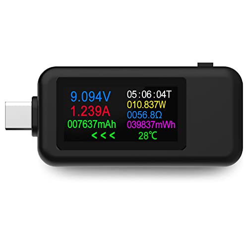 USB C Tester Messgerät Type-C Strommessgerät Multimeter Voltmeter Strommesser Power Meter, Spannung Voltmeter, Strom, Leistungskapazität, Temperatur, Arbeitszeit-Detektor USB C Tester Messgerät Type-C Strommessgerät Multimeter Voltmeter Strommesser Power Meter, Spannung Voltmeter, Strom, Leistungskapazität, Temperatur, Arbeitszeit-Detektor von YOJOCK