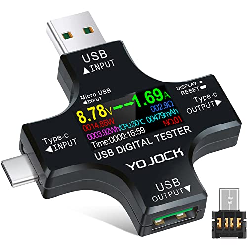 USB Tester Messgerät 2-in-1 USB C Strommessgerät Digital Multimeter Strommesser Power Meter, Spannung Voltmeter, Strom, Leistungskapazität Detektor USB Tester Messgerät 2-in-1 USB C Strommessgerät Digital Multimeter Strommesser Power Meter, Spannung Voltmeter, Strom, Leistungskapazität Detektor von YOJOCK