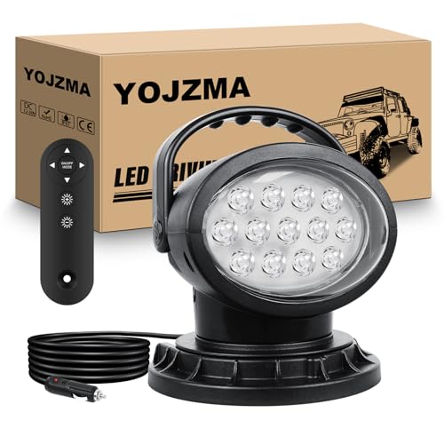 YOJZMA 38W LED-Suchscheinwerfer mit Fernbedienung, 360° Drehbares LED-Arbeitsscheinwerfer, 15 Starke eingebaute Magnete, Helligkeit einstellbar, 12V 24V Scheinwerfer für LKW Boote Jagd YOJZMA 38W LED-Suchscheinwerfer mit Fernbedienung, 360° Drehbares LED-Arbeitsscheinwerfer, 15 Starke eingebaute Magnete, Helligkeit einstellbar, 12V 24V Scheinwerfer für LKW Boote Jagd von YOJZMA