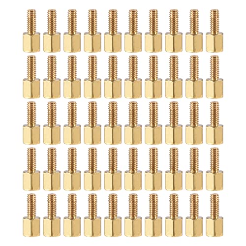 YOKIVE 100Stk M2.5 Abstandshalter Schrauben Messing Sechskant PCB Abstandshalter Halten Höhe Konsistent Perfekt für Hauptplatine (Gold Ton 5mm+5mm) von YOKIVE