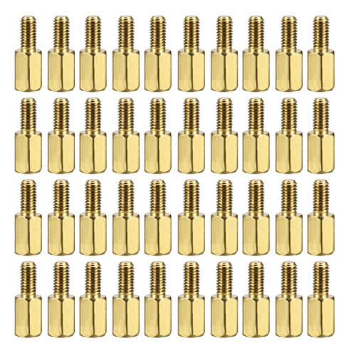 YOKIVE 100Stk M3 Abstandshalter Schrauben Messing Sechskant PCB Abstandshalter Halten Höhe Konsistent Perfekt für Hauptplatine (Gold Ton 7mm+6mm) von YOKIVE