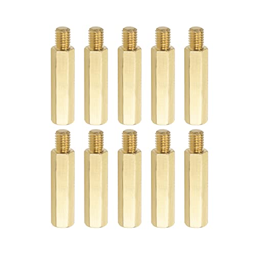 YOKIVE 10Stk M6 Abstandshalter Schrauben Messing Sechskant PCB Abstandshalter Halten Höhe Konsistent Perfekt für Hauptplatine (Gold Ton 30mm+8mm) von YOKIVE
