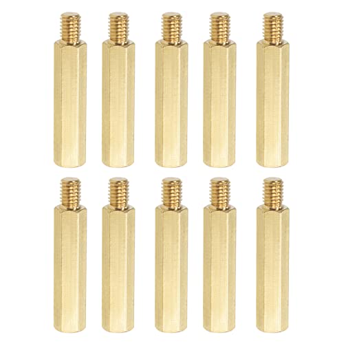 YOKIVE 10Stk M6 Abstandshalter Schrauben Messing Sechskant PCB Abstandshalter Halten Höhe Konsistent Perfekt für Hauptplatine (Gold Ton 35mm+8mm) von YOKIVE