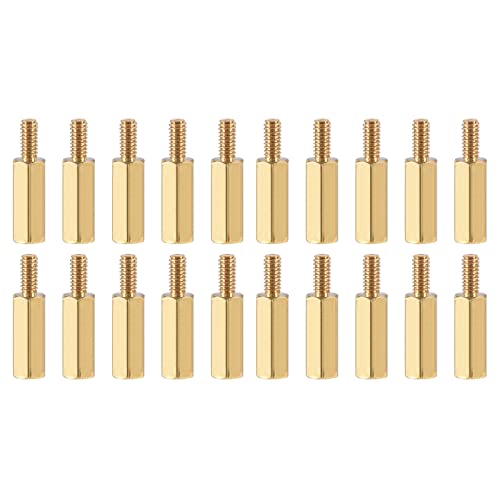 YOKIVE 20Stk M2.5 Abstandshalter Schrauben Messing Sechskant PCB Abstandshalter Halten Höhe Konsistent Perfekt für Hauptplatine (Gold Ton 12mm+6mm) von YOKIVE