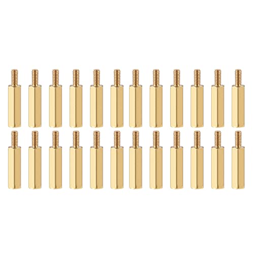YOKIVE 20Stk M2.5 Abstandshalter Schrauben Messing Sechskant PCB Abstandshalter Halten Höhe Konsistent Perfekt für Hauptplatine (Gold Ton 15mm+6mm) von YOKIVE