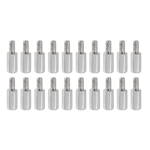 YOKIVE 20Stk M3 Abstandshalter Schrauben Vernickelt Sechskant PCB Abstandshalter Halten Höhe Konsistent Perfekt für Hauptplatine (Silberton 10mm+6mm) von YOKIVE