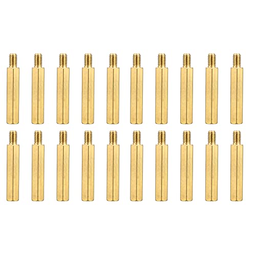 YOKIVE 20Stk M4 Abstandshalter Schrauben Messing Sechskant PCB Abstandshalter Halten Höhe Konsistent Perfekt für Hauptplatine (Gold Ton 25mm+6mm) von YOKIVE