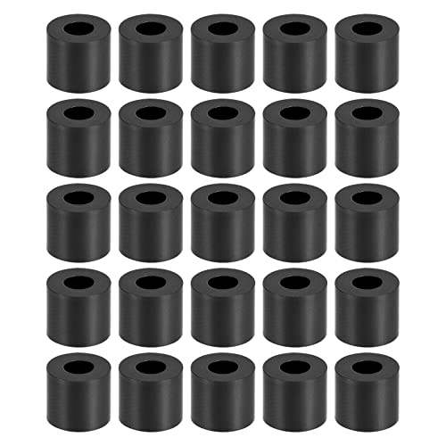 YOKIVE 250Stk Schwarz Rund Abstandshalter Nicht Schraubgewinde Unterlegscheiben mit Hohe Isolierung Effekt Halten Höhe Konsistent Perfekt für M3 Schrauben (ABS 3.2mmx7mmx6mm) von YOKIVE