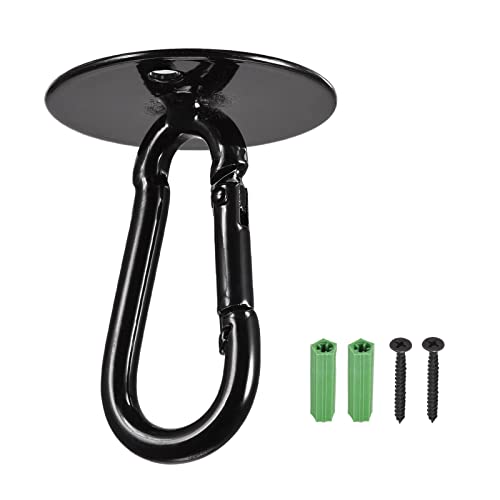 YOKIVE 2Stk Decke Hänge Haken Pad Öse Karabiner Haken mit Runder Platte Hängung Pflanzen Ideal für Büro Zuhause Tägliche Verwendung (Schwarz 1.6x2.1) von YOKIVE