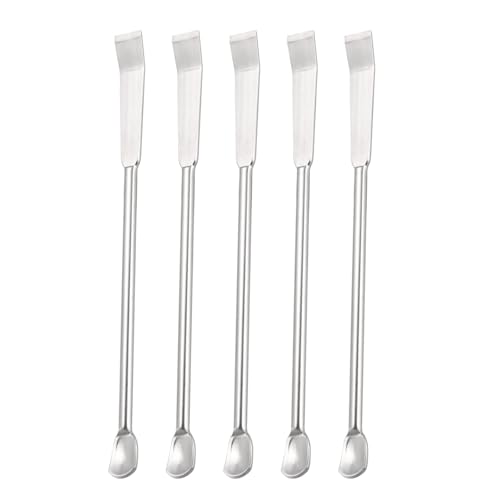 YOKIVE 5 Stück Laborspatel Löffel, 304 Edelstahl Mikroprobenmischung Messung Ideal für Labor (100mm/4-Zoll) von YOKIVE