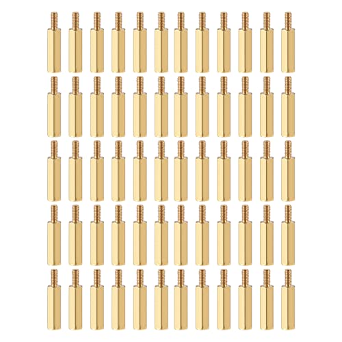 YOKIVE 50Stk M2.5 Abstandshalter Schrauben Messing Sechskant PCB Abstandshalter Halten Höhe Konsistent Perfekt für Hauptplatine (Gold Ton 15mm+6mm) von YOKIVE