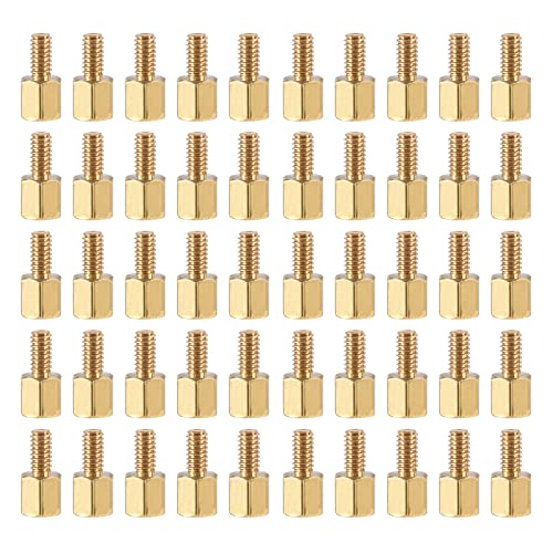 YOKIVE 50Stk M2.5 Abstandshalter Schrauben Messing Sechskant PCB Abstandshalter Halten Höhe Konsistent Perfekt für Hauptplatine (Gold Ton 5mm+6mm) von YOKIVE