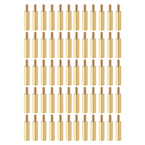 YOKIVE 50Stk M2.5 Standoff Schrauben Messing Sechskant PCB Abstandshalter Halten Höhe Einheitlich Groß für Hauptplatine (Gold Ton 16mm+6mm) von YOKIVE