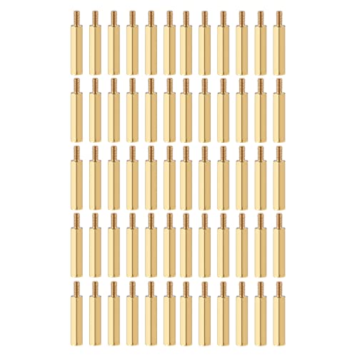 YOKIVE 50Stk M2.5 Standoff Schrauben Messing Sechskant PCB Abstandshalter Halten Höhe Einheitlich Groß für Hauptplatine (Gold Ton 20mm+6mm) von YOKIVE