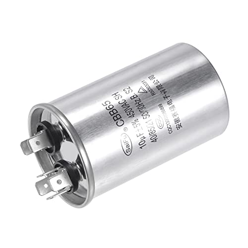 YOKIVE Betrieb Kondensator CBB65 Oval Lauf Start Kondensator mit Klemme Toll für HVAC Klimageräte Hitze Pumpen (Silber 10uF 10mfd 450V AC 40/85/21) von YOKIVE