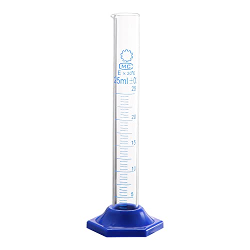 YOKIVE Messung Zylinder Borosilicate Glas Messzylinder Mehrzweck Ideal für Selbstgemachtes Wissenschaftslabor (Klar Blau 25ml) von YOKIVE