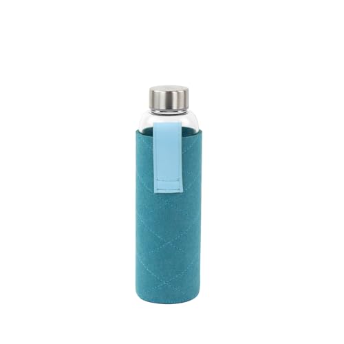 YOKO DESIGN - GLASS BOTTLE 550 ml mit Filzbeutel, Entenblau von YOKO DESIGN