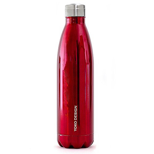 YOKO DESIGN Isolierflasche Edelstahl, Edelstahl, rostfrei, Metallic-Rot, 750 ml von YOKO DESIGN