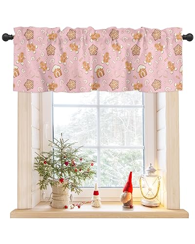 YOKOU Vorhang Volant, Weihnachten Lebkuchenmann Schneeflocke Zuckerstangen Winter Rosa Kurze Stange Tasche Fenster Behandlung für Wohnzimmer, Schlafzimmer, Küche, Bad, 1 Panel, 106,7 x 45,7 cm YOKOU Vorhang Volant, Weihnachten Lebkuchenmann Schneeflocke Zuckerstangen Winter Rosa Kurze Stange Tasche Fenster Behandlung für Wohnzimmer, Schlafzimmer, Küche, Bad, 1 Panel, 106,7 x 45,7 cm von YOKOU