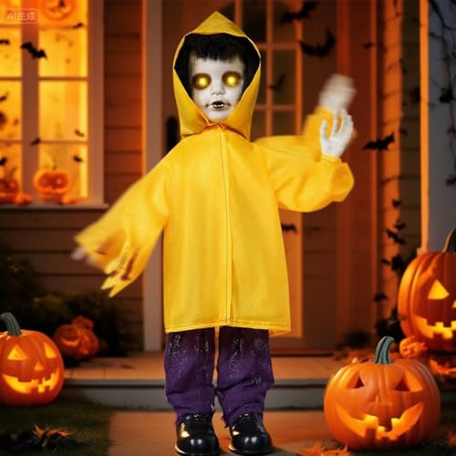 YOKUJITU Halloween Animatronic Dekorationen Outdoor, 35 Zoll Sprechende Halloween animiert, lebensgroße gruselige Animatronics Requisiten mit Sound aktivierten leuchtenden Augen für Spukhaus Hof Rasen YOKUJITU Halloween Animatronic Dekorationen Outdoor, 35 Zoll Sprechende Halloween animiert, lebensgroße gruselige Animatronics Requisiten mit Sound aktivierten leuchtenden Augen für Spukhaus Hof Rasen von YOKUJITU