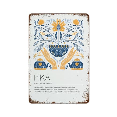 YOKUMY Fika Definition Lustiges Wanddekor, Vintage-Blechschild aus Metall für Männer, Höhle, Bar, Pub, Club, Zuhause, Zimmer, Geschenk, Poster, 20,3 x 30,5 cm YOKUMY Fika Definition Lustiges Wanddekor, Vintage-Blechschild aus Metall für Männer, Höhle, Bar, Pub, Club, Zuhause, Zimmer, Geschenk, Poster, 20,3 x 30,5 cm von YOKUMY