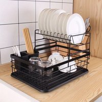 2 Geschoss Schmiedeeisen Geschirr Aufbewahrungsregal Geschirr Ablaufregal Spülbecken Multifunktionale Küche Aufbewahrungsregal Ablaufschalenregal von YOLEO