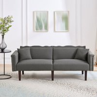 2-in-1 Multifunktions-Schlafsofa für 2 Personen, Baumwoll-Leinen-Stoff, Metallic-Dekor, Liegefunktion, verstellbare Rückenlehnen, 176 x 72 x 72 cm (L von YOLEO