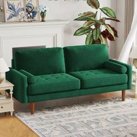 Yoleo - Modernes 3-Sitzer-Sofa mit geraden Armen aus Velours,Loveseat Wohnzimmer mit Armlehnen,173L x 77l x 86H cm,Grün von YOLEO