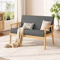 Skandinavisches 2-Sitzer-Sofa aus Leinenstoff, Sitzbank, Sessel, Wohnzimmer, Holzrahmen, für kleine Räume, 107L x 60B x 76H cm, Grau Skandinavisches 2-Sitzer-Sofa aus Leinenstoff, Sitzbank, Sessel, Wohnzimmer, Holzrahmen, für kleine Räume, 107L x 60B x 76H cm, Grau von YOLEO