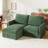 Wendbares 2-Sitzer-Ecksofa aus Cord, bequemes L-förmiges Ecksofa für das Wohnzimmer, 180 x 137 x 84 cm, Grün von YOLEO