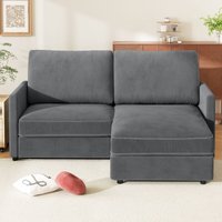 Wendbares 2-Sitzer-Ecksofa aus Cord, bequemes skandinavisches L-förmiges Sofa für das Wohnzimmer, 180 x 137 x 84 cm, Grau Wendbares 2-Sitzer-Ecksofa aus Cord, bequemes skandinavisches L-förmiges Sofa für das Wohnzimmer, 180 x 137 x 84 cm, Grau von YOLEO