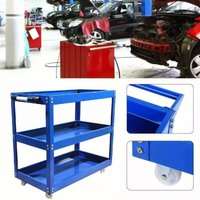 Werkzeugaufbewahrung Schwerlast-Garagenwagen Werkstatt DIY 3-stufiger Rollwagen Regal Blau von YOLEO