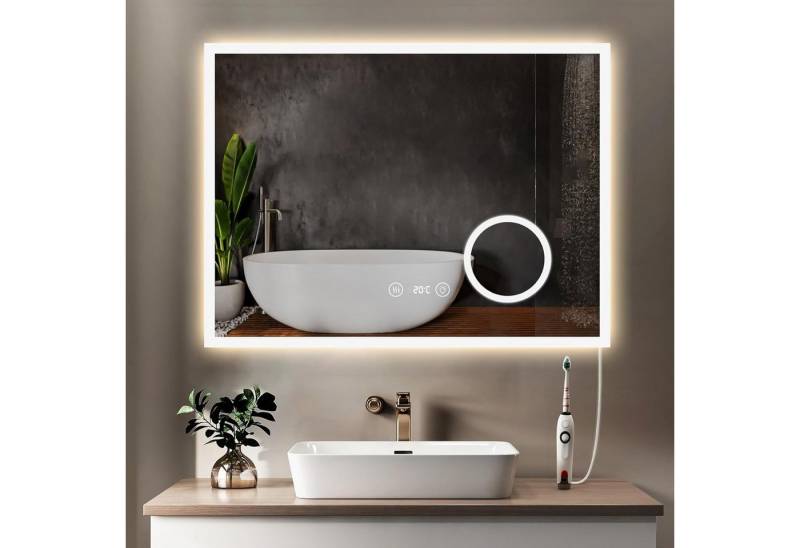 YOLEO Badspiegel LED Badezimmerspiegel Spiegel Wandspiegel 3 Lichtfarbe 60x80cm von YOLEO