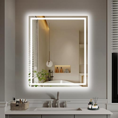 YOLEO Badspiegel mit Beleuchtung 90X75cm, Badezimmerspiegel LED mit Front- und Hintergrundbeleuchtung, Wandspiegel Spiegel mit Beleuchtung mit Memory-Funktion, 3 einstellbare Lichtfarbe, beschlagfrei YOLEO Badspiegel mit Beleuchtung 90X75cm, Badezimmerspiegel LED mit Front- und Hintergrundbeleuchtung, Wandspiegel Spiegel mit Beleuchtung mit Memory-Funktion, 3 einstellbare Lichtfarbe, beschlagfrei von YOLEO