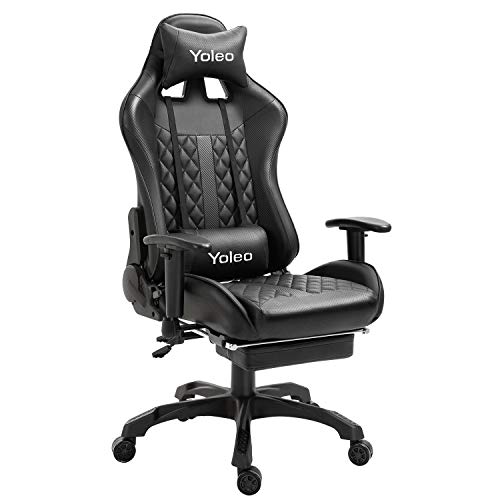 YOLEO Gaming Stuhl, ergonomischer Bürostuhl höhenverstellbar Gaming Chair Gamer Stuhl mit Lendenkissen,Kopfkissen und verstellbare Armlehnen, 150 kg Belastbarkeit von YOLEO