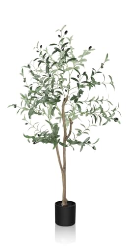 YOLEO Kunstpflanze Olivenbaum 120cm Kunstbaum Künstliche Pflanzen echt aussehend für Balon Schlafzimmer Büro Garten Hochzeit Party Deco von YOLEO