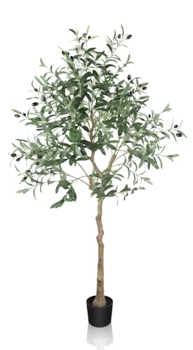 YOLEO Kunstpflanze Olivenbaum 150cm Kunstbaum Künstliche Pflanzen echt aussehend für Innenraum Balon Schlafzimmer Büro Garten Hochzeit Party Deco, 018LVB von YOLEO