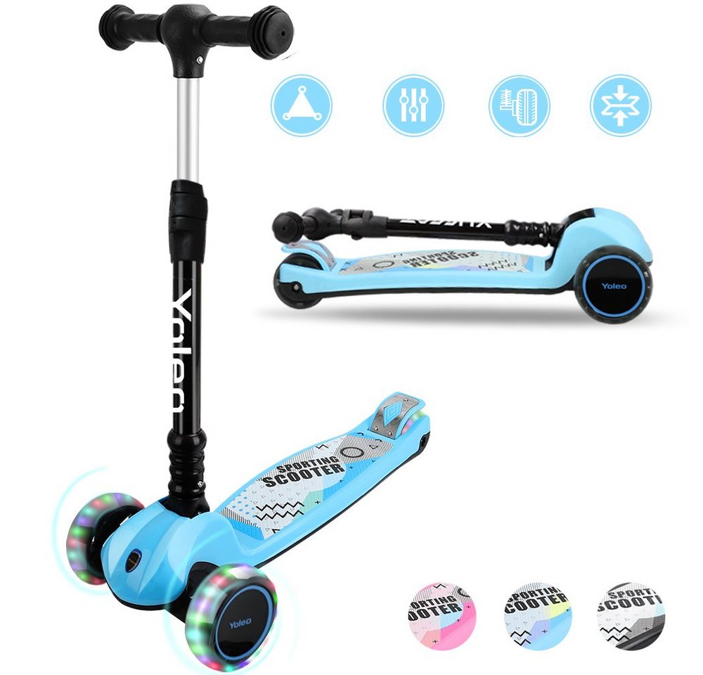 YOLEO Scooter Faltbarer Kinderoller Kinderscooter Dreiradscooter ab 3 Jahre von YOLEO