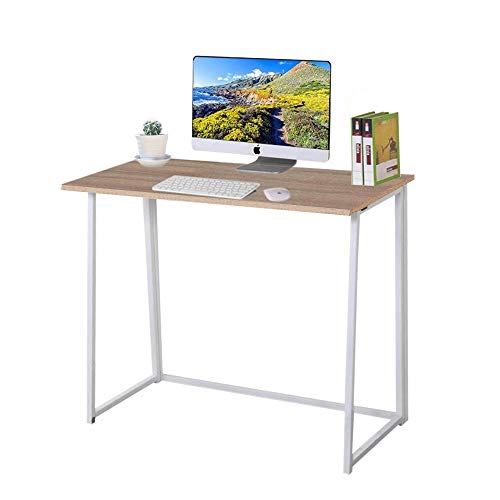 YOLEO faltbar Schreibtisch, Klapptisch Computertisch Bürotisch Arbeitstisch Basteltisch für Home Office (Eiche Farbe) von YOLEO