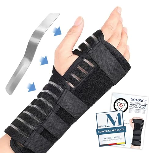 YOLONCE Handgelenkstütze zur Karpaltunnelsyndrom,Handgelenkbandage,Verstellbare Handgelenkbandage,Entlastung für Sportschutz,Verstauchungserholung,M,Schwarz Rechte Hand von YOLONCE