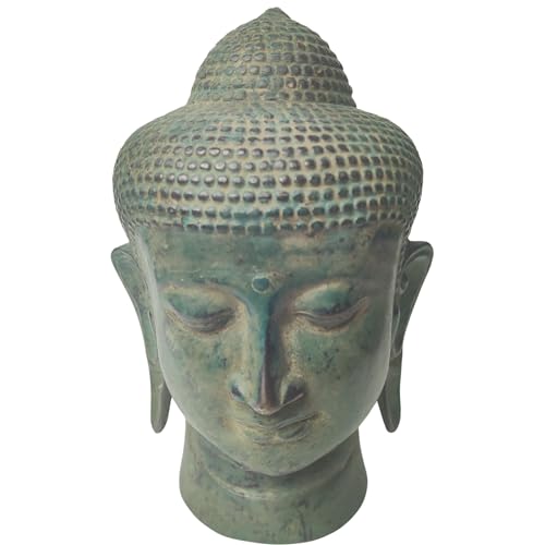 YOMANIS Bali Art Bronze Antik –Limitierte Skulptur – Buddha Kopf – Lord Buddha – Hindu Figur Spirituell – Meditation und Buddha Deko Bad Highlight [20x12x13cm] M von YOMANIS