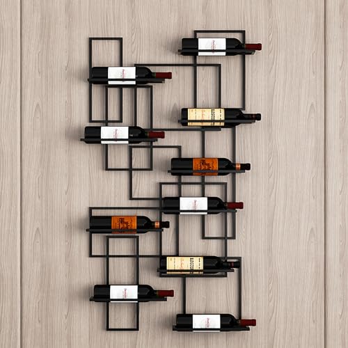 YOMMIOO Vintage-Weinhalter für 10 Flaschen, Home-Bar-Regale, wandmontiertes Weinregal, Weinflasche, Retro-Weinlagerregal, Metall, Küchenbar-Zubehör für die Küche zu Hause von YOMMIOO
