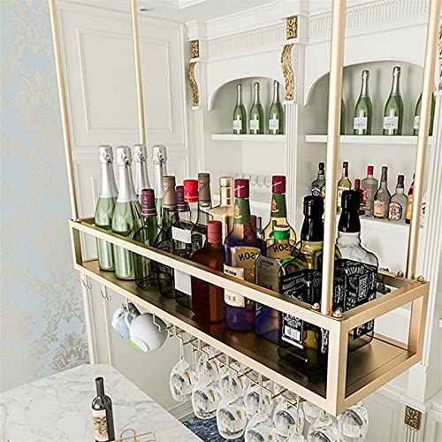 YOMMIOO Weinglasregal zum Aufhängen an der Decke, Weinflaschenhalter im europäischen Stil, Dekoration für Stielgläser, Kelchregal, Hängeregal für Küche, Bar, Lagerregal von YOMMIOO