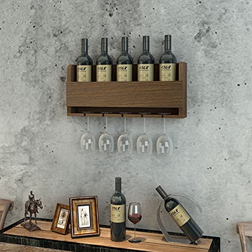 YOMMIOO Weinregal – Wandmontiertes Weinregal und Brillenhalter aus Holz – Weinlagerregal für zu Hause – hängendes Weinregal für Küche, Bar, Restaurant von YOMMIOO