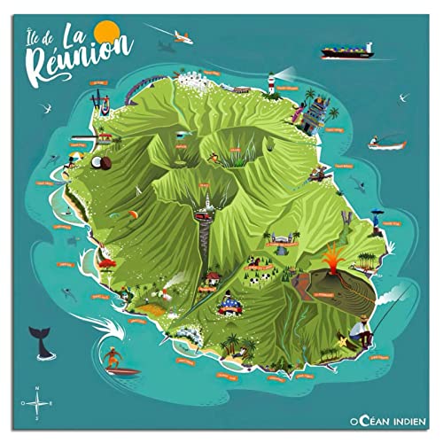 YONGCAI Vintage RéUnion Island Frankreich Reise Modern Wandposter Wohnzimmer Wand Zuhause Dekor Kunst Poster Gemälde Bild Druck Geschenk Poster YONGCAI Vintage RéUnion Island Frankreich Reise Modern Wandposter Wohnzimmer Wand Zuhause Dekor Kunst Poster Gemälde Bild Druck Geschenk Poster von YONGCAI