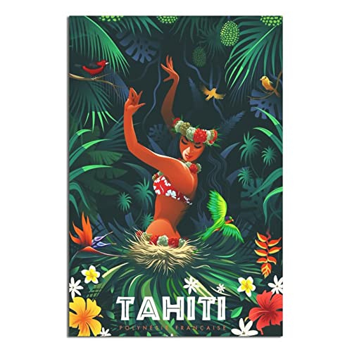 YONGCAI Vintage Tahiti Girl Französisch Polynesien Reiseposter Leinwand Wand Home Room Decor Kunst Poster Malerei Bild Druck Geschenk Poster YONGCAI Vintage Tahiti Girl Französisch Polynesien Reiseposter Leinwand Wand Home Room Decor Kunst Poster Malerei Bild Druck Geschenk Poster von YONGCAI