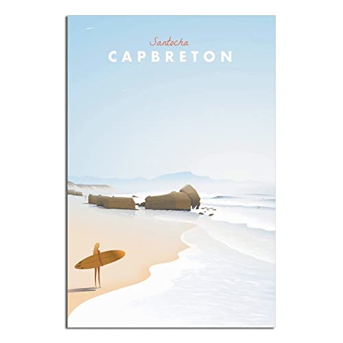 YONGCAI Capbreton Frankreich Surf Vintage Reiseposter Leinwand Wand Home Room Decor Kunst Poster Malerei Bild Druck Geschenk Poster von YONGCAI