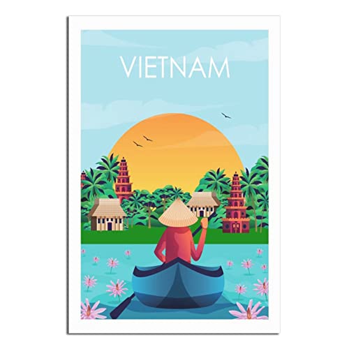 YONGCAI Vietnam Sonnenuntergang Skyline Vintage Reise Poster Leinwand Wand Home Room Decor Kunst Poster Gemälde Bild Druck Geschenk Poster YONGCAI Vietnam Sonnenuntergang Skyline Vintage Reise Poster Leinwand Wand Home Room Decor Kunst Poster Gemälde Bild Druck Geschenk Poster von YONGCAI