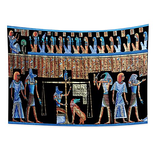YONGFOTO 100x70cm Antikes Ägypten Tapisserie Gott Anubis Horus Unterwelt-Passage Balance Ruling Alte Zivilisation Wandbehang Tapisserien für Heim Wand-Dekor Tischdecke Decke von YONGFOTO